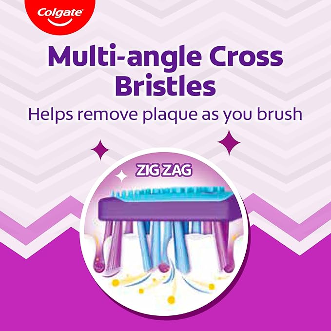 Colgate ZigZag Toothbrush for Deep Inter dental Clean with multi angle zig zag bristles (Medium, Pack of 6)