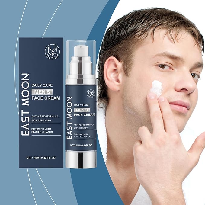 Men's Facial Moisturizer, Nourishing and Hydrating, with Aloe Vera Extract, Hyaluronic Acid - Day and Night - Facial Skincare - 1.76 oz (Grayish Blue)