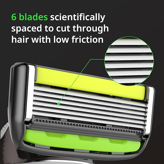 Dorco Pace 6 Pro - Six Blade Razor System with Trimmer - 2 Replacement Handles (Handles Only)
