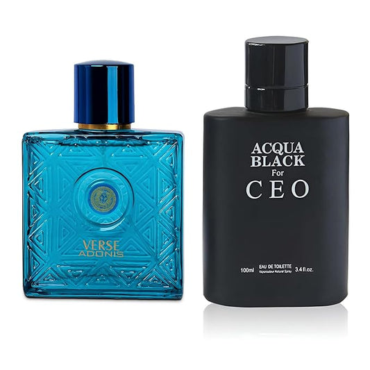 Verse Adonis&Acqua CEO Combo Men Cologne 3.4 Fl. Oz Men's Perfume Refreshing Combination of Woody Floral & Fruity Scents Eau De Parfum for Men Lasts All Day Best Gift for Any Occasion
