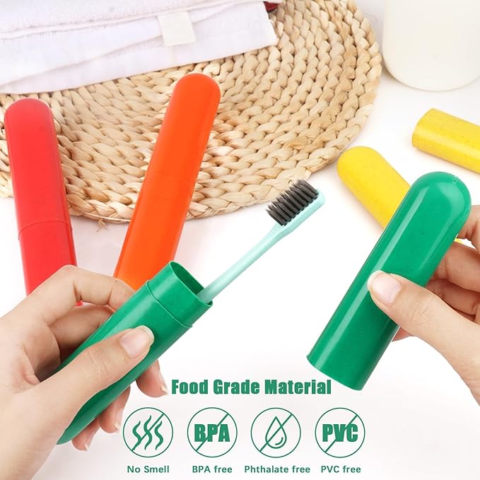 Hooqict 4 Pack Travel Toothbrush Case Portable Travel Toothbrush Holder Plastic Toothbrush Container Protector Cover for Traveling, Camping, Home, School, Business
