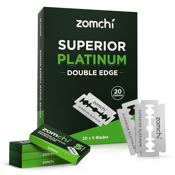 Double Edge Razor Blades, 100 Counts Safety Razor Blades for Shaving, Platinum Stainless Steel Shaving Blades for Men and Women, Fits All Standard Double Edge Razors