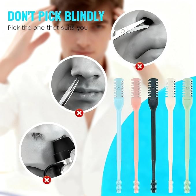 Nose Hair Trimmer 5 Pcs 2-in-1,2025 New Double Sided Nose Trimmer.Portable 360° Rotating Manual Nasal Hair Cutter for Men and Women, Manual Hair Remover for Home Travel Essentials