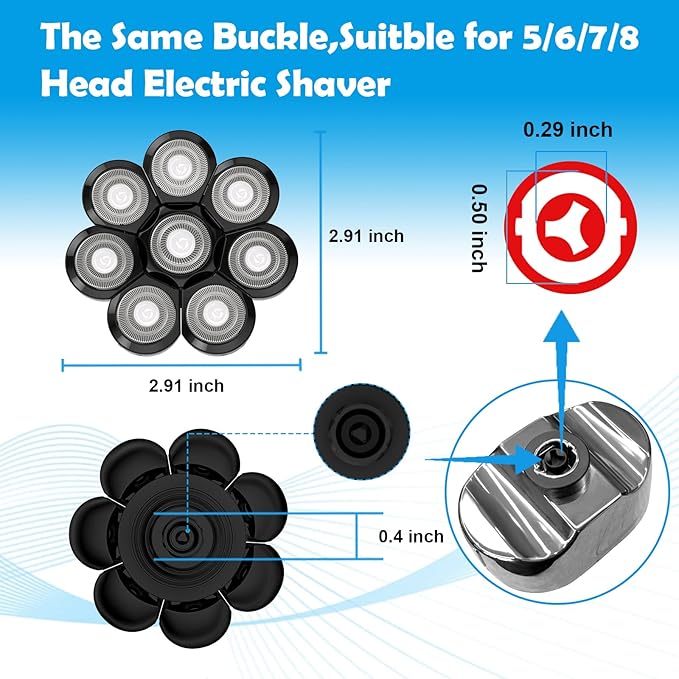 Sjpzwcrl Electric Shaver Replacement Heads 8D - 8 Blades Black Universal Stainless Steel Rotary Blade Refills for Bald Head Razor for Men