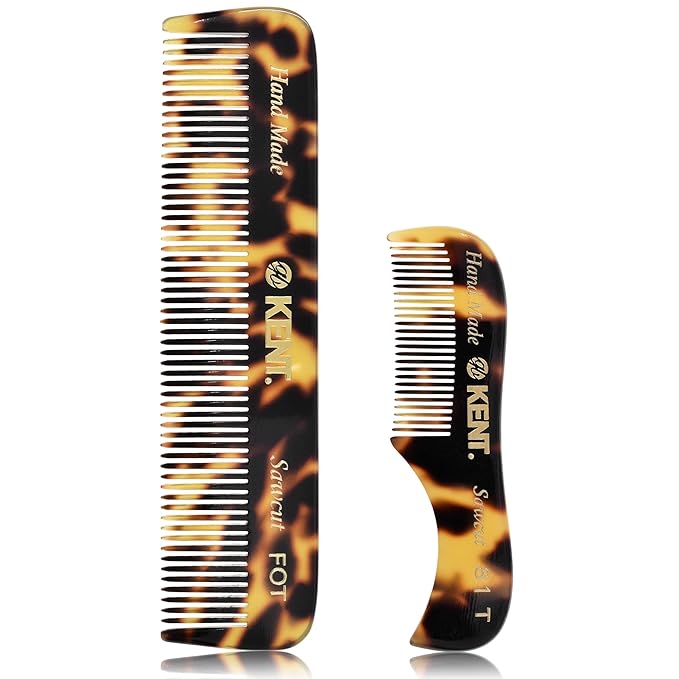 Kent Beard Comb Set Pocket Combs for Men - Pocket Beard and Mustache Comb Kit for Men for Travel and Home, Mini Combs for Mens Grooming, Handmade Kent Comb Mens Beard Grooming Set