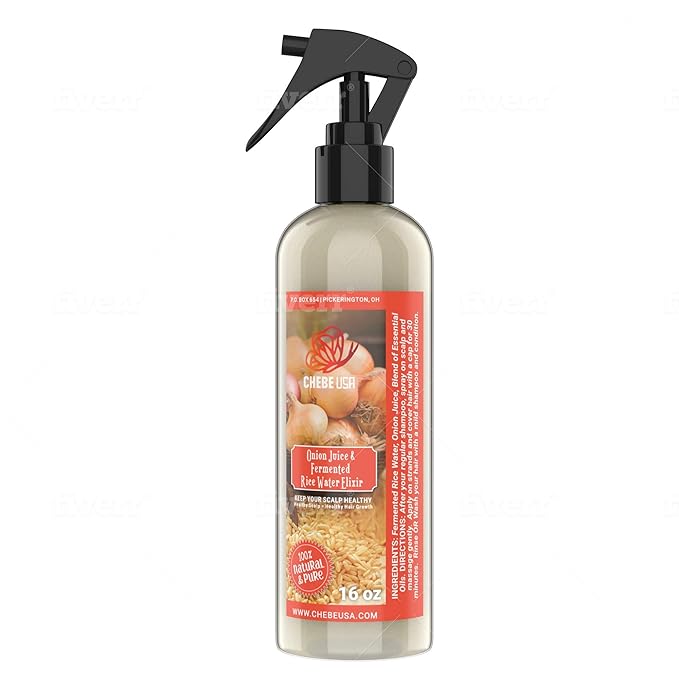 Fresh Onion Juice & Rice Water Hair Growth Spray with Rosemary & Mint. Strengthens Roots, Reduces Hair Fall, Promotes Thicker, Fuller Hair–Natural Scalp Treatment (8 Oz Pack of 2)