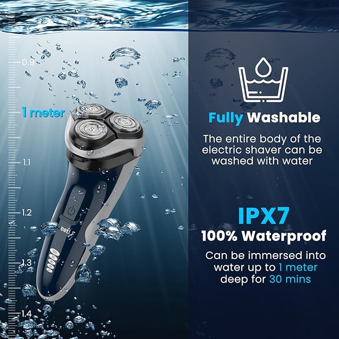 SweetLF Electric Razor for Men with Pop-Up Trimmer, IPX7 Waterproof Electric Shaver, Rechargeable Shavers for Men, Type-C, 120Mins Runtime, Plug & Play
