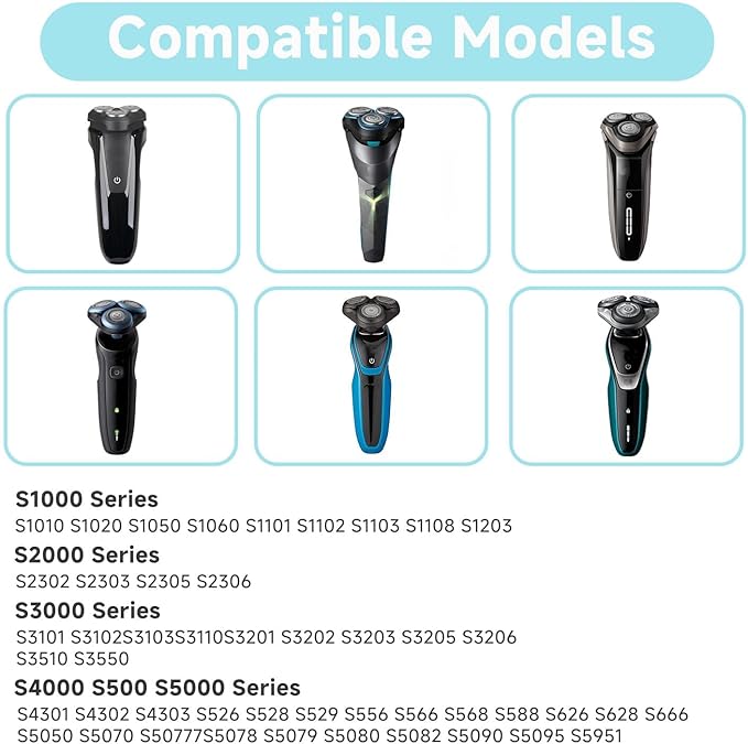 6Pcs SH30 Replacement Heads for Philips Norelco Shaver Series 1000, 2000, 3000, 4000, and 5000 Razors, Shaver Replacement Blades with High Performance, Shave Wet and Dry, with 2 Brushes
