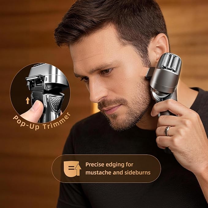 Ufree Foil Shaver with Pop-Up Trimmer, 8,500 RPM Electric Razor for Men, Wet & Dry Electric Shaver with 2 Speed Modes, LED Display, Rechargeable Cordless, IPX7 Waterproof, Silver
