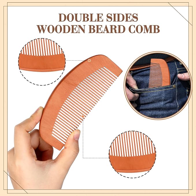 Maitys 10 Sets Beard Brush and Comb Set Bulk Boar Bristle Beard Brush Comb Scissors Kit Gifts for Men Father Colleague Employee Appreciation(Rectangle)