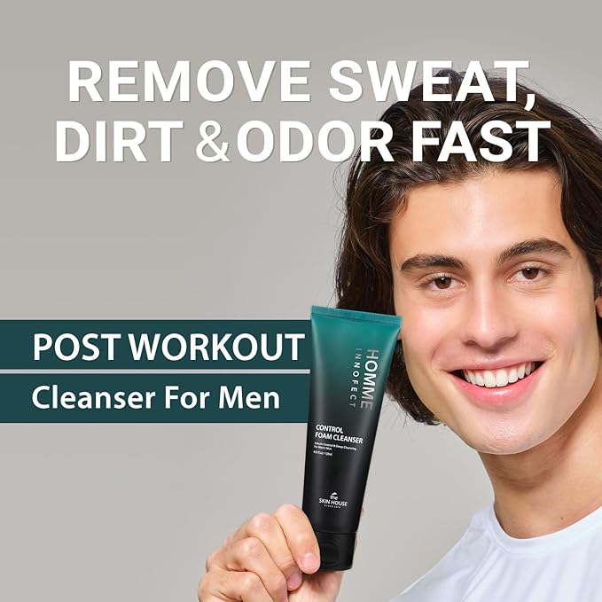 The Skin House Homme InnoFect Men Face Wash – Deep Cleansing Foam Cleanser, Oil Control Face Wash for Men, Rich Foaming Cleanser for All Skin Types 4.05 fl.oz