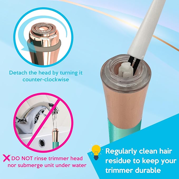 Facial Hair Remover for Women – Painless Flawless Electric Razor, Epilator & Trimmer 18K Gold-Plated Dual Ring Floating Head 20mm, USB Rechargeable, 360° LED Light for Face, Lip & Chin
