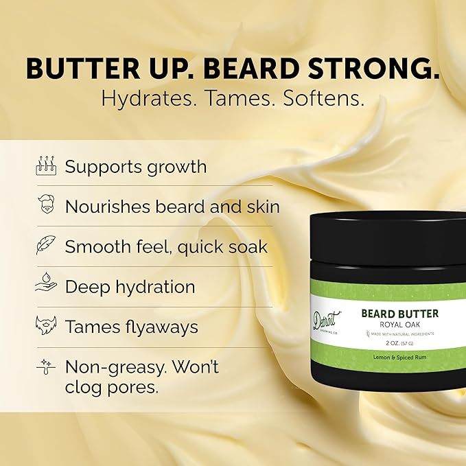 Detroit Grooming Co. Beard Butter for Men | Softens, Thickens & Hydrates with Safflower Oil & Shea Butter | Royal Oak Scent, 2oz