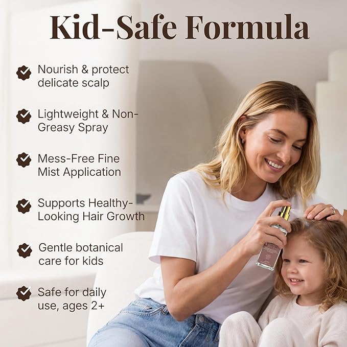 REVATOLOGY Kids Hair Roots Revitalizer Spray Gentle Botanical Scalp & Root Nutrition for Growing Children Helps Maintain Healthy Hair, Lightweight, Non-Greasy, Fast-Absorbing Made in USA – 1 fl oz