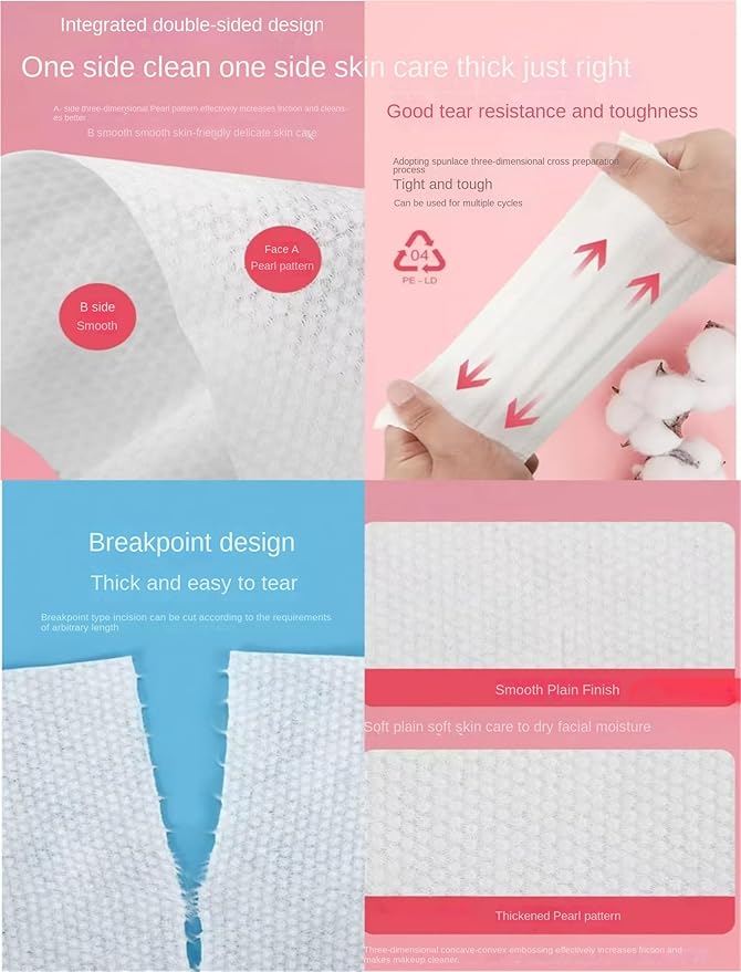Men Women Multifunctional Cotton Cloth Roll Dry Wipes Facial Cloths Towel Towelettes Drying Facial Tissue Makeup Remover Care (Off White,one size)