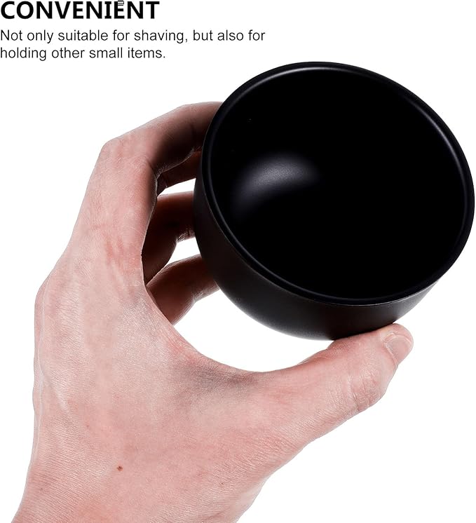 Black Stainless Steel Shaving Soap Bowl with Lid, Small Metal Shave Mug for Men’s Shaving Brush and Cream Warmer, Sturdy Black Shave Accessories for Bathroom Use