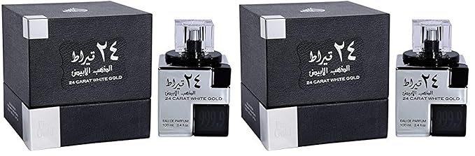 Lattafa 24 Carat White Gold for Unisex Eau de Parfum Spray, 3.4 Ounce (Pack of 2)