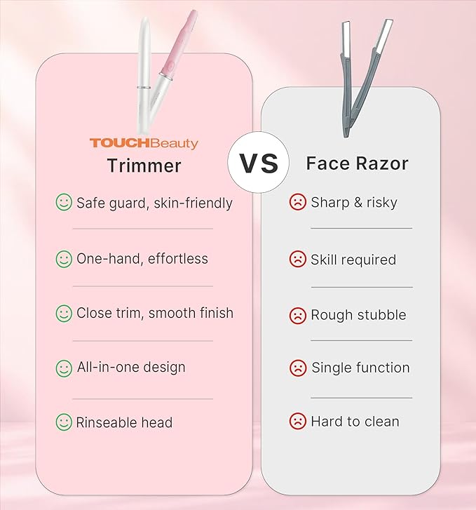 TOUCHBeauty Hair Trimmer for Face Eyebrow Nose Ear Body Hair Trimming, All in ONE Hair Remover for Women & Men Dual Blades Shaver Battery Powered TB-1458