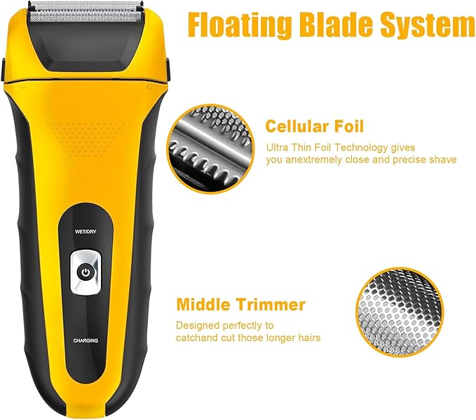 Yellow Shaver Replacement Foils, Cutters and Head Compatible with Wahl 7061 Series- Model 7045-100, 2 Packs
