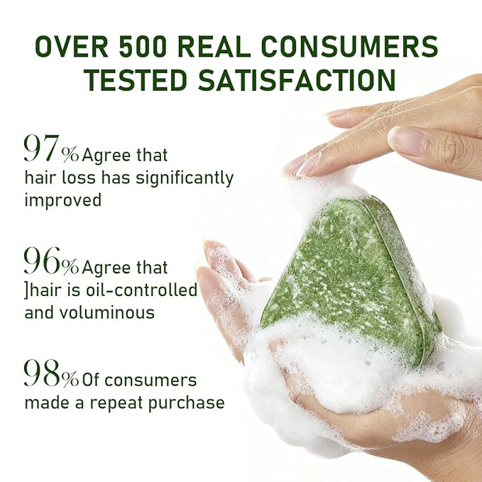 Anti Hair Loss Shampoo Bar – DHT Blocker with Polygonum, Ginseng & Tea Tree, Strengthens Roots, Reduces Hair Fall, for Thinning Hair, Sulfate-Free, Herbal Hair Growth Soap 120g