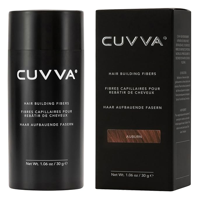 CUVVA Hair Building Fibers (30g) - Instantly Fill in Fine and Thinning Hair to Create a Thicker, Fuller Look - 13 Different Shades for Men & Women - Auburn