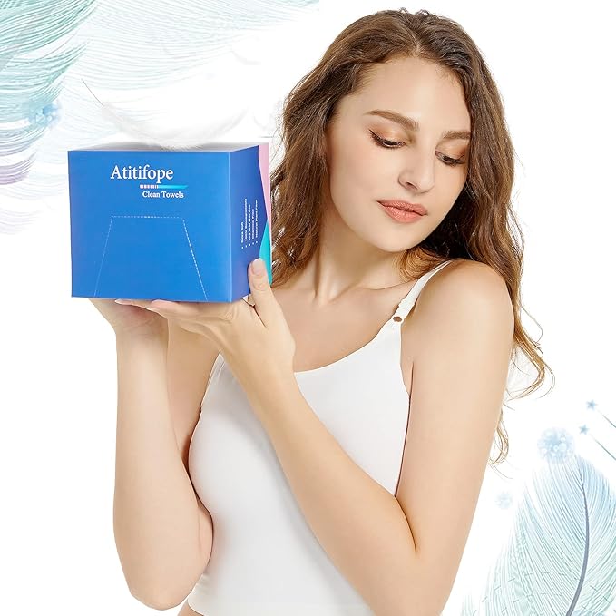 Disposable Face Towels Makeup Remover Wipes Super Soft and Thick Dry Cleaning Cloths (100Count (2Boxes))