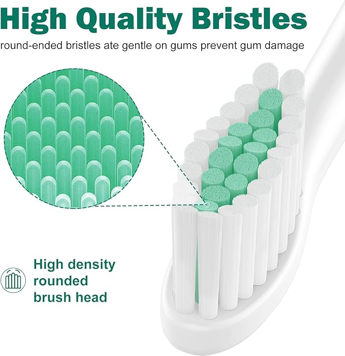 Replacement Toothbrush Heads for Philips Sonicare E-Series/Essence/Xtreme/Elite and Other Screw-on Models, 6 Pack, Medium Soft Dupont Bristles