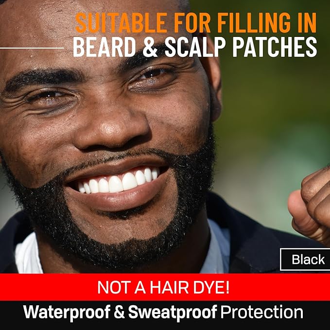 Beard Pen Filler for Men - Barber Styling Grooming Pencil - Waterproof, Sweat Proof, Long Lasting Solution with Natural Finish - Cover Beard and Scalp Patches in Seconds - Black 2 Pack
