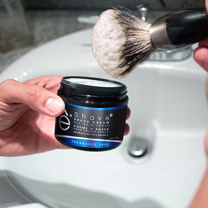 eShave Shaving Cream for Men, Fragrance Free, prevents shaving irritation and razor burn, generates a rich lather for a soft, silky, Smoothest Shave