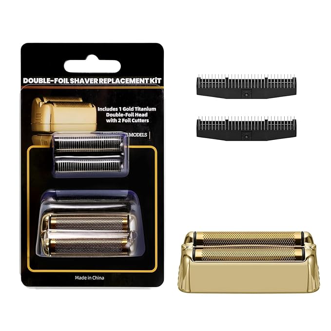 2 Pack Shaver Replacement Foil and Cutter，Compatible with BaBylissPRO FXONE Gold FX Double Foil Stick Shaver,Gold