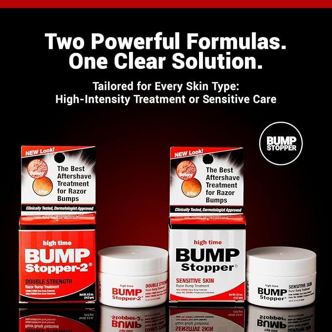 High Time Bump Stopper 2 Double Strength Ingrown Hair Cream for Face and Body | Aftershave Lotion for Men and Women | Razor Bump Balm | 0.5 OZ (2 Pack)