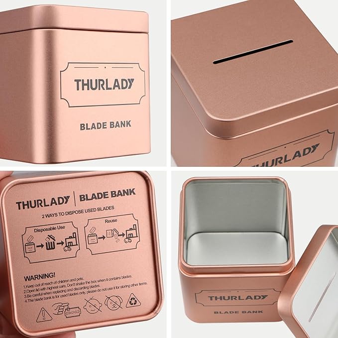 Razor Blade Disposal Container, Rose Gold, Large Capacity, Holds Over 500 Blades, Safe & Recyclable