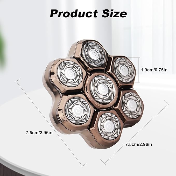 7 Blades Shaver Head - Men's Electric 7D Shaver Replacement Heads Universal Magnetic Replacement Blade Head Electric Razor for men,2 Pack