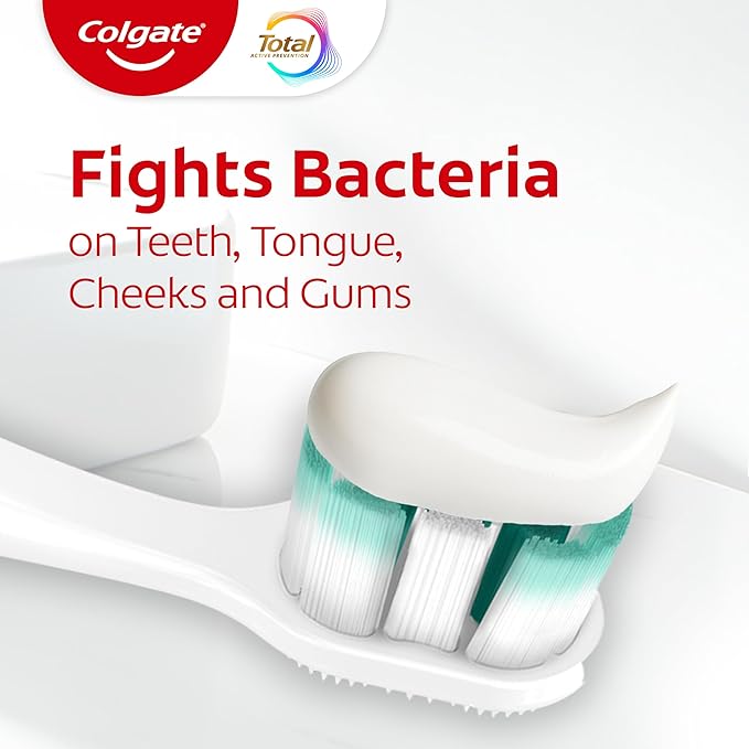 Colgate Total Active Prevention Clean Mint Toothpaste, Anticavity Fluoride Toothpaste, Clinically Proven Formula That Fights Plaque Bacteria, Mint, 4 Pack, 5.1 oz