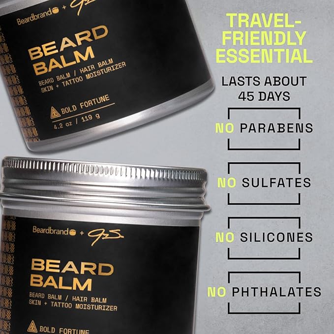 Beard Balm for Men - Travel Pack - Supports Thicker Beard, Norse Winter Scent, Natural Ingredients Butter Reduces Dryness & Enhances Look - 4.2 oz