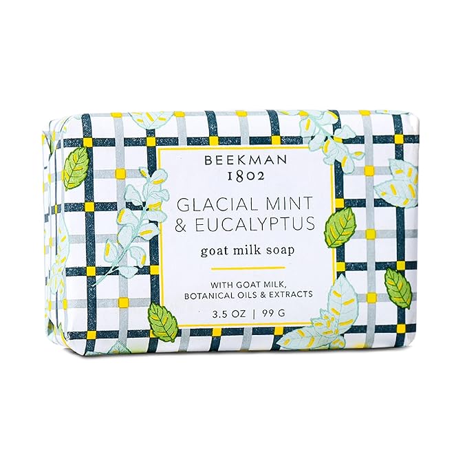 Beekman 1802 Glacial Mint & Eucalyptus Goat Milk Bar Soap for Men – Scented – 3.5 oz – Moisturizing Body Bar – Certified Microbiome Friendly – No Irritation – Sensitive Skin Safe