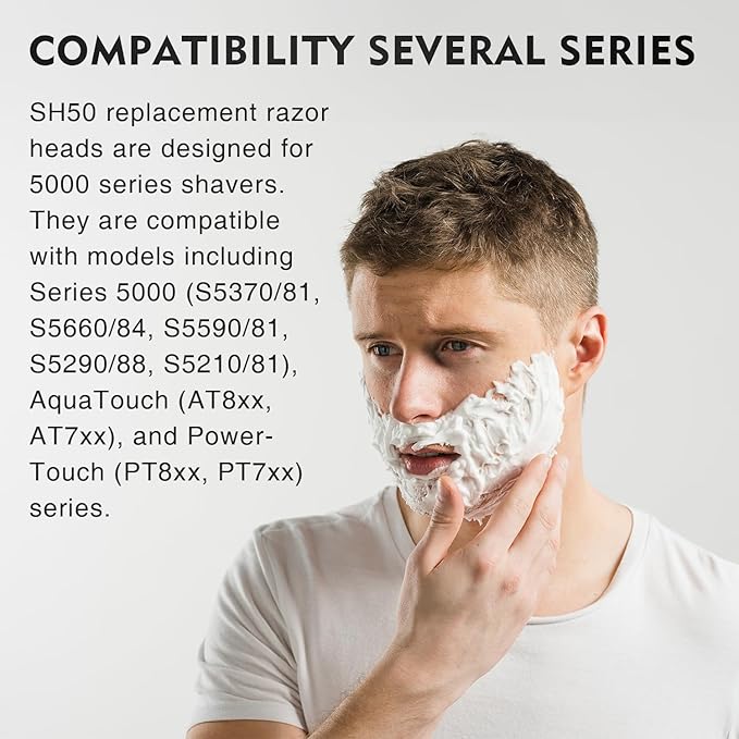 SH50 Replacement Heads for Philips Norelco Series 5000 (S5xxx), AquaTouch (AT7xx/AT8xx) & PowerTouch (PT7xx/PT8xx) Electric Shavers, SH50 Replacement Blades Compatible with S5210 S5370 S5660,9 Pack