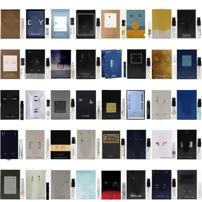 High End Cologne Samples for Men Random Selection, Men’s Designer Fragrance Sampler Set Mini Size Valentine's Day Gifts for Him (Pack of 20 Sample Vials)