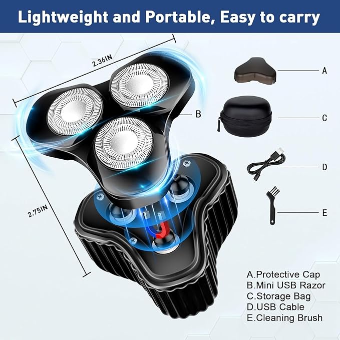 Mini Electric Razor for Men, Upgrade Mini Shaver, Pocket Size Portable Electric Shaver, USB Rechargeable, Waterproof, Easy to Use One-Button, Suitable for Home, Car, Travel, Gift for Men