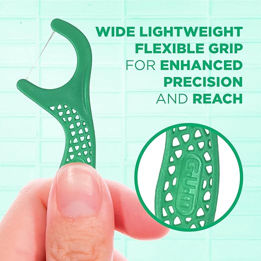 GUM Professional Clean Floss Picks - Extra Strong Shred-Resistant Floss, Easy Grip Handle - Dental Flossers for Adults - Fresh Mint Flavor, 90 Count