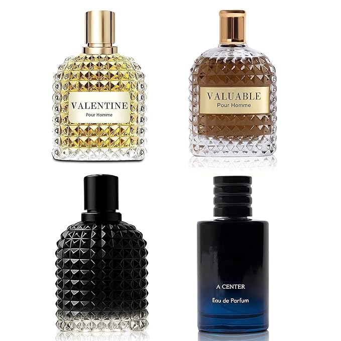 Men's Cologne Include 4 Variety Pack Perfume Gift Set- 3.4 Fl Oz Each Eau De Parfume Tobacco,Musk,Woody,Masculine Scent Long Lasting Fragrance(Bundle N)