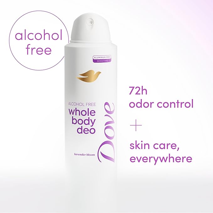 Dove Whole Body Deo Alcohol Free Deodorant Spray for Women Lavendar Bloom 4 oz