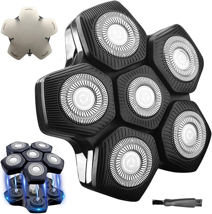 WAHFOX 6 Magnetic Blades for Head Shaver Replacement Blades (Magnetic Interface Unique) Head Shaver Replacement Heads