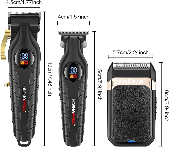 HIENA PRO Hair Clippers for Men Professional, Cordless Barber Clipper T-Blade Beard/Hair Trimmer Foil Shaver Full Barber Set, Electric Men's Hair Cutting Kit with LED Display and 8 Guide Combs