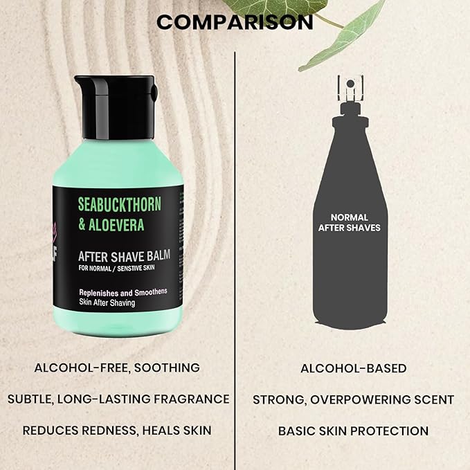 Alcohol Free After Shave Lotion for Men – Razor Bump & Ingrown Hair Relief, Soothes Post Shave Burn, Non Greasy, with Aloe Vera & Sea Buckthorn | 3.71oz