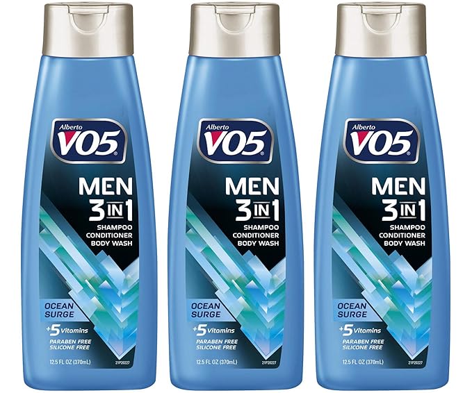3 Pk, Alberto VO5 Men's 3-in-1 Shampoo Conditioner Body Wash , Ocean Surge 12 fl. oz.