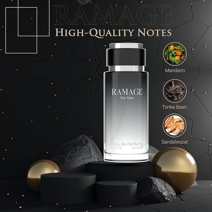 Cologne for Men – INSPIRED by A WORLD RENOWNED MEN’S PERFUME – Bergamot, Pepper, Vanilla, Ambroxan – Sexy, Bold, Fresh, Long-Lasting Eau De Parfum 200ml (6.8 fl oz)