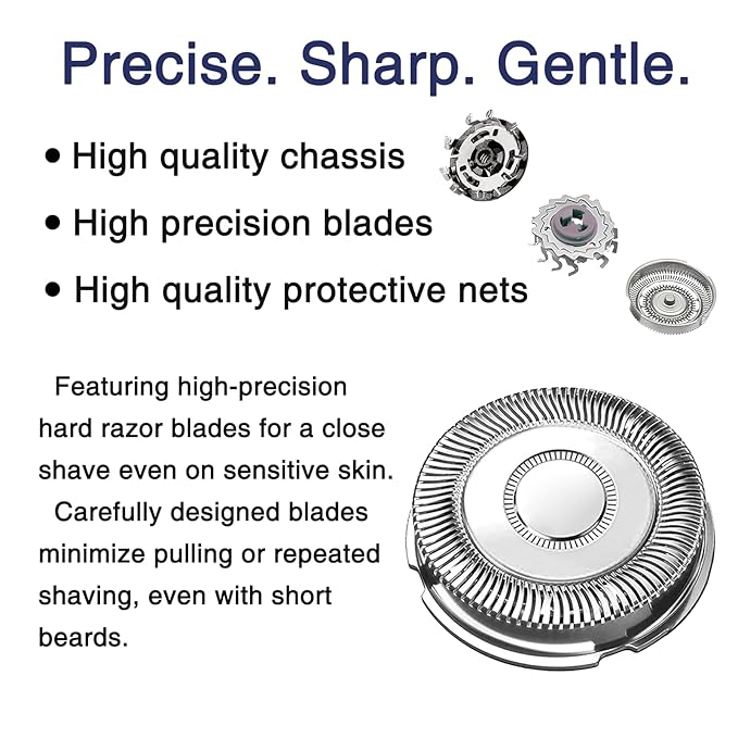 SH71/70 Replacement Head Shaver Compatible with Phillips Norelco Series 7000 and angular-shaped 5000 (S5xxx), SH71/70 Blades for Philips 7000 Replacement Heads for 7500 7530 S7370 S7371, 6-Pack