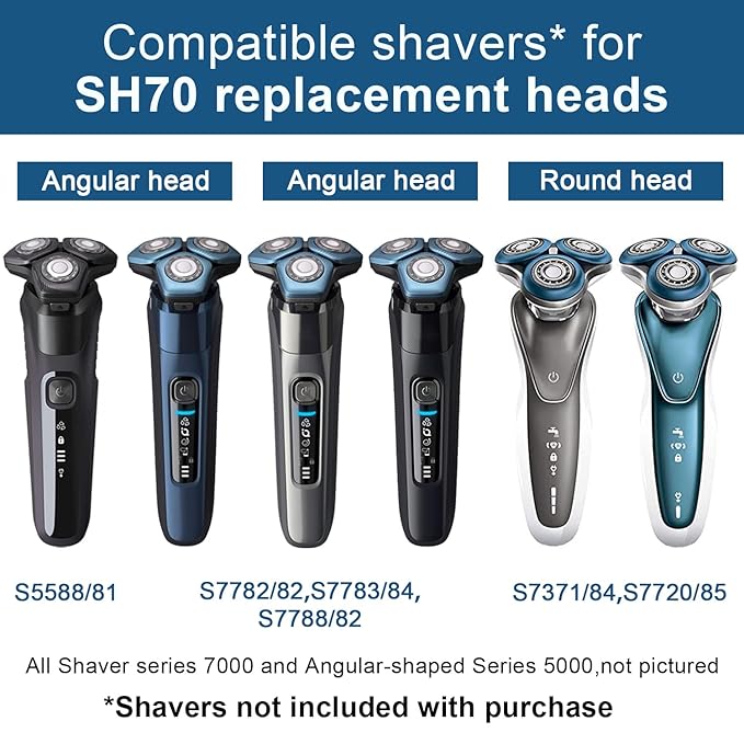 SH70 Replacement Heads For Philips Norelco 7000 series,7500 S7370 S7371 S7720 And Shaver SW7700, 9pc-Pack.