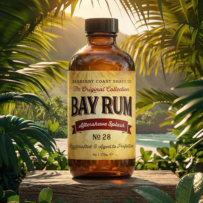 Bay Rum Aftershave Splash for Men - Crafted with Authentic Bay Oils from Dominica Republic in the Virgin Islands - Natural and Pure Ingredients - 4oz. - from Barberry Coast Shave Co.